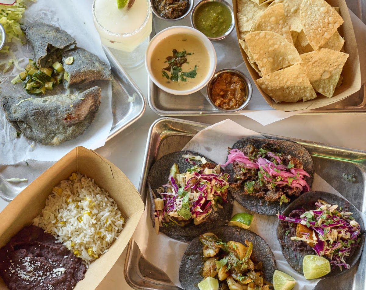 Blue corn breakfast tacos and a margarita at De Nada Cantina in Austin