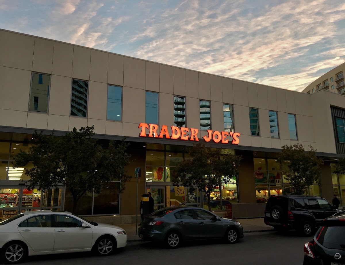 Exterior of the Trader Joe's at Seaholm in downtown Austin, the closest grocery store to the party bike meet point